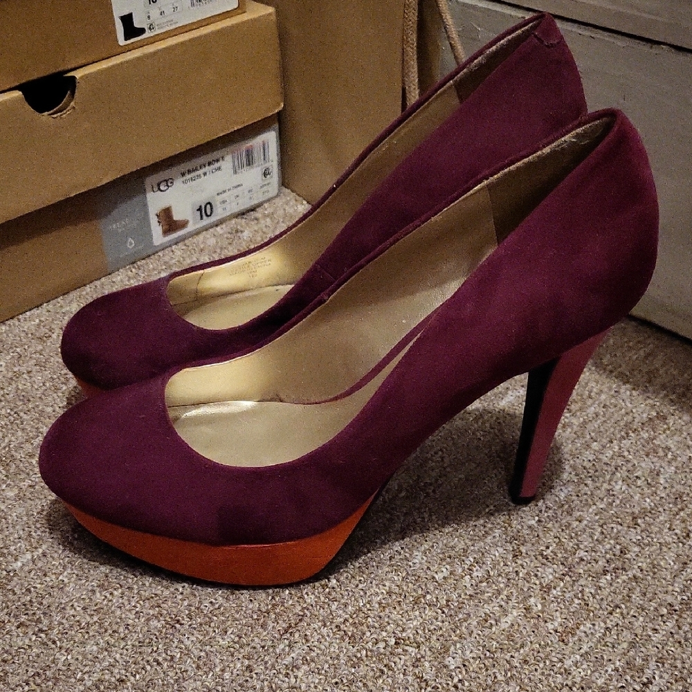 G By Guess Burgundy and Orange Heels